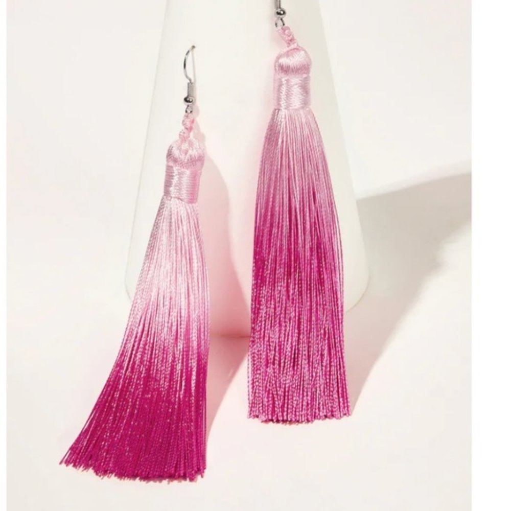 MOLLY Pink Ombre Tassel Earrings